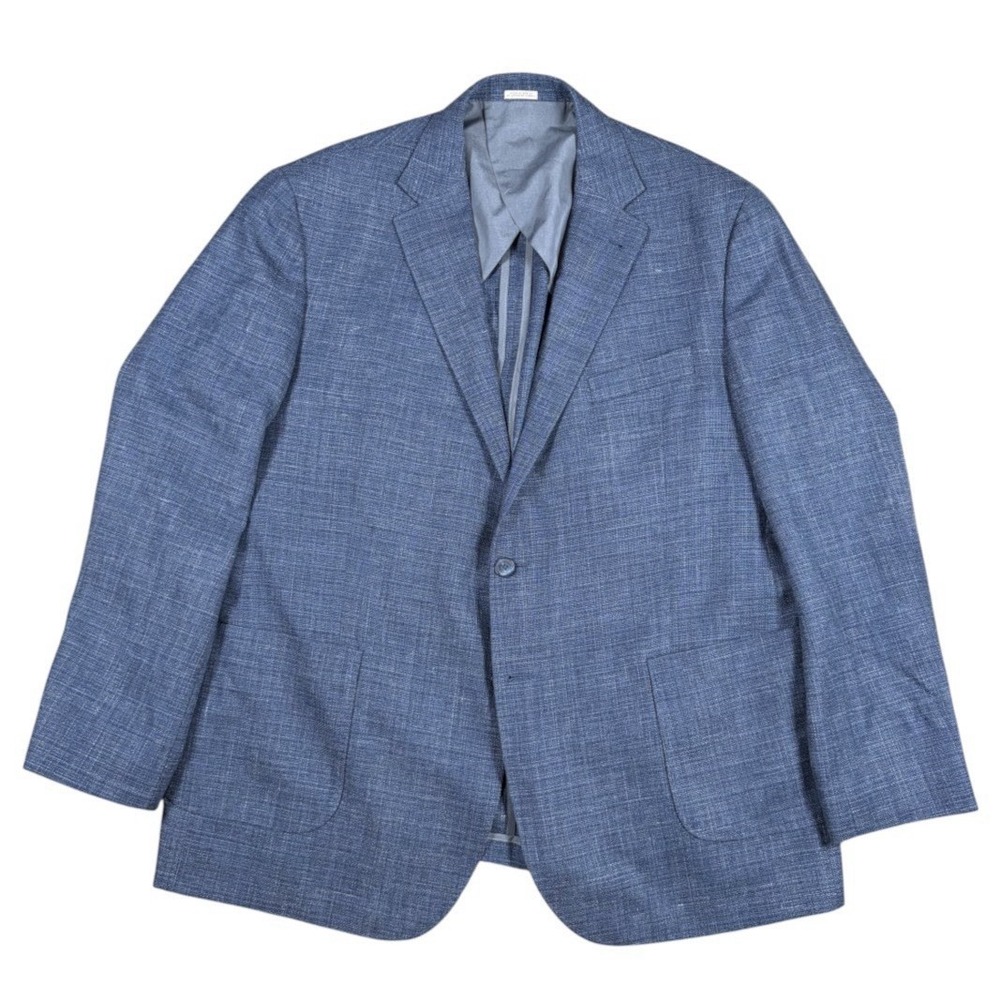 Joseph Abboud Blazer Mens 50L Blue Wool Silk Linen Unstructured